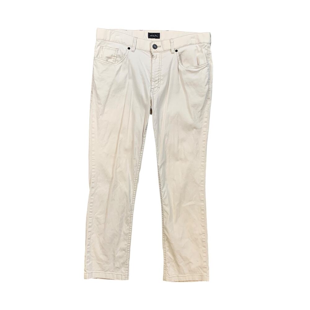 Hiltl Pants Mens 32 Natural Stretch Linen Blend 5 Pocket Tailored Chino Travel